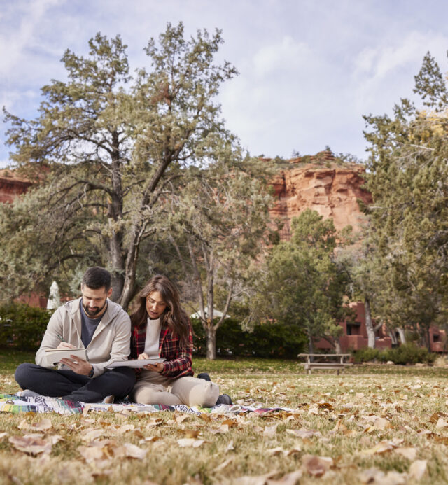 two guests during outdoor art class